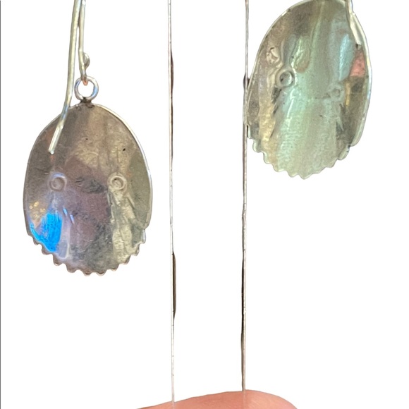 Silver Alpaca MEXICO MOP mother of pearl feather dangle earrings - Picture 5 of 7